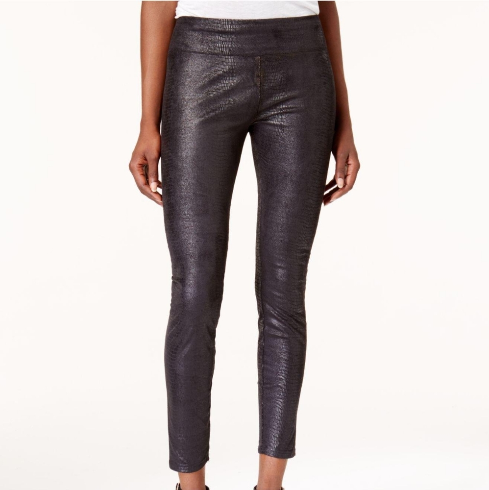 Kensie snake embossed faux leather leggings black